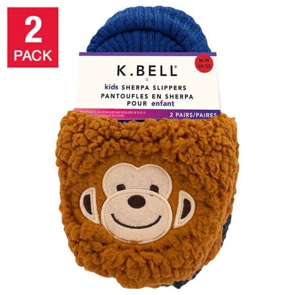 NEW K.Bell Kid's Sherpa Slippers | 2 Pack | Size L - Picture 1 of 8